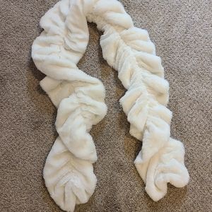 Creme White Fuzzy Scarf